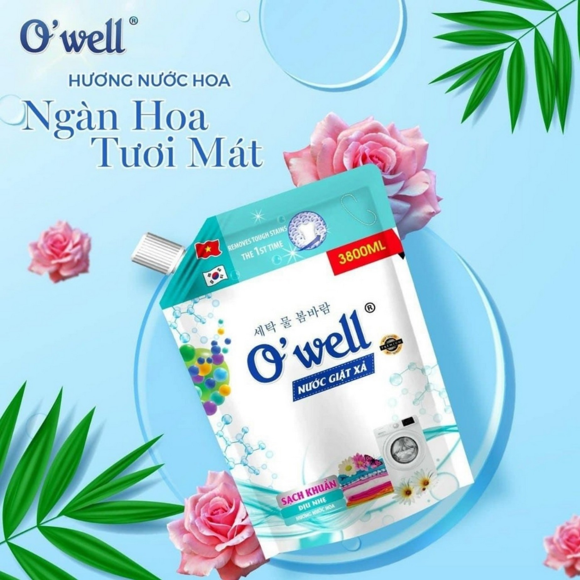 Nước giặt xả Owell dạng túi Hương Nước Hoa