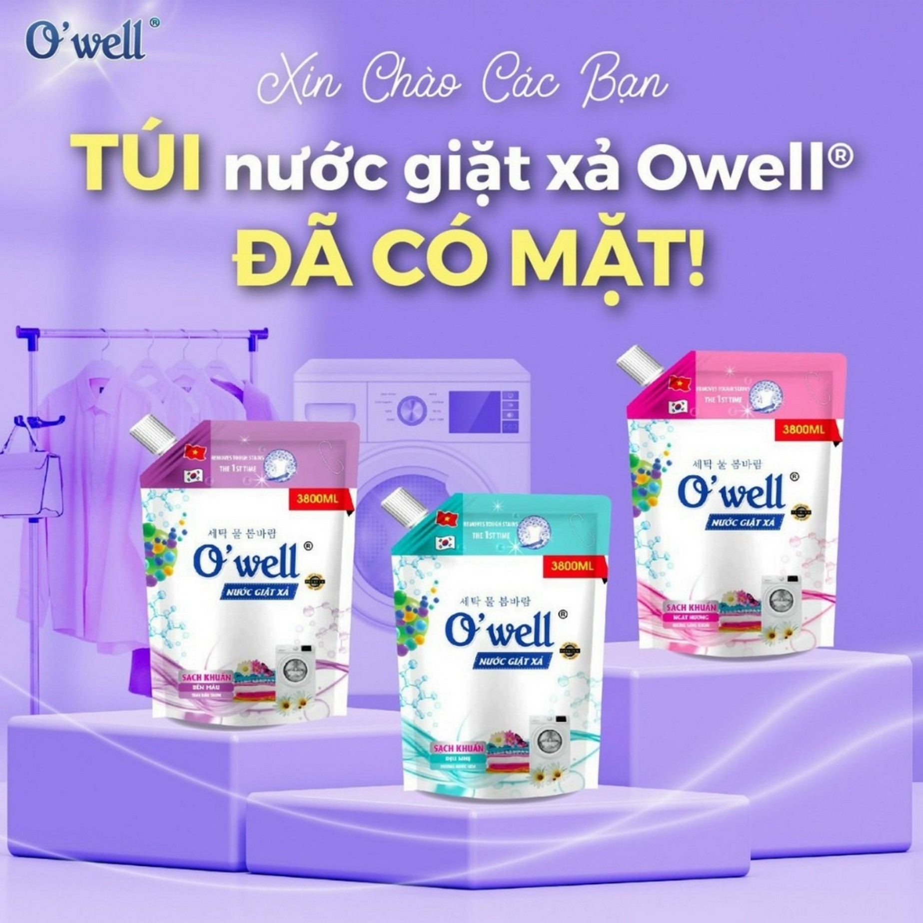 Nước giặt xả Owell dạng túi Hương Nước Hoa