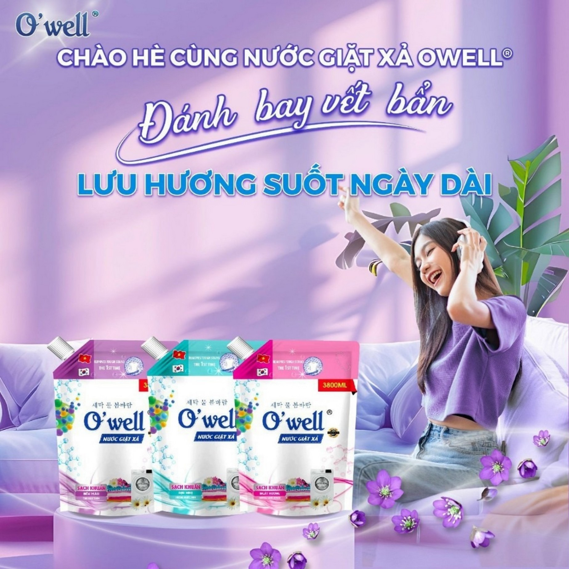 Nước giặt xả Owell dạng túi Hương Nước Hoa
