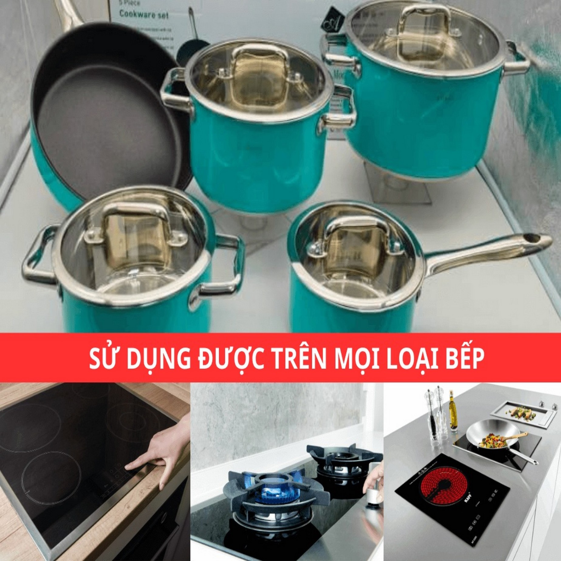 AN05SMDT Bộ nồi inox 5 món sơn màu
