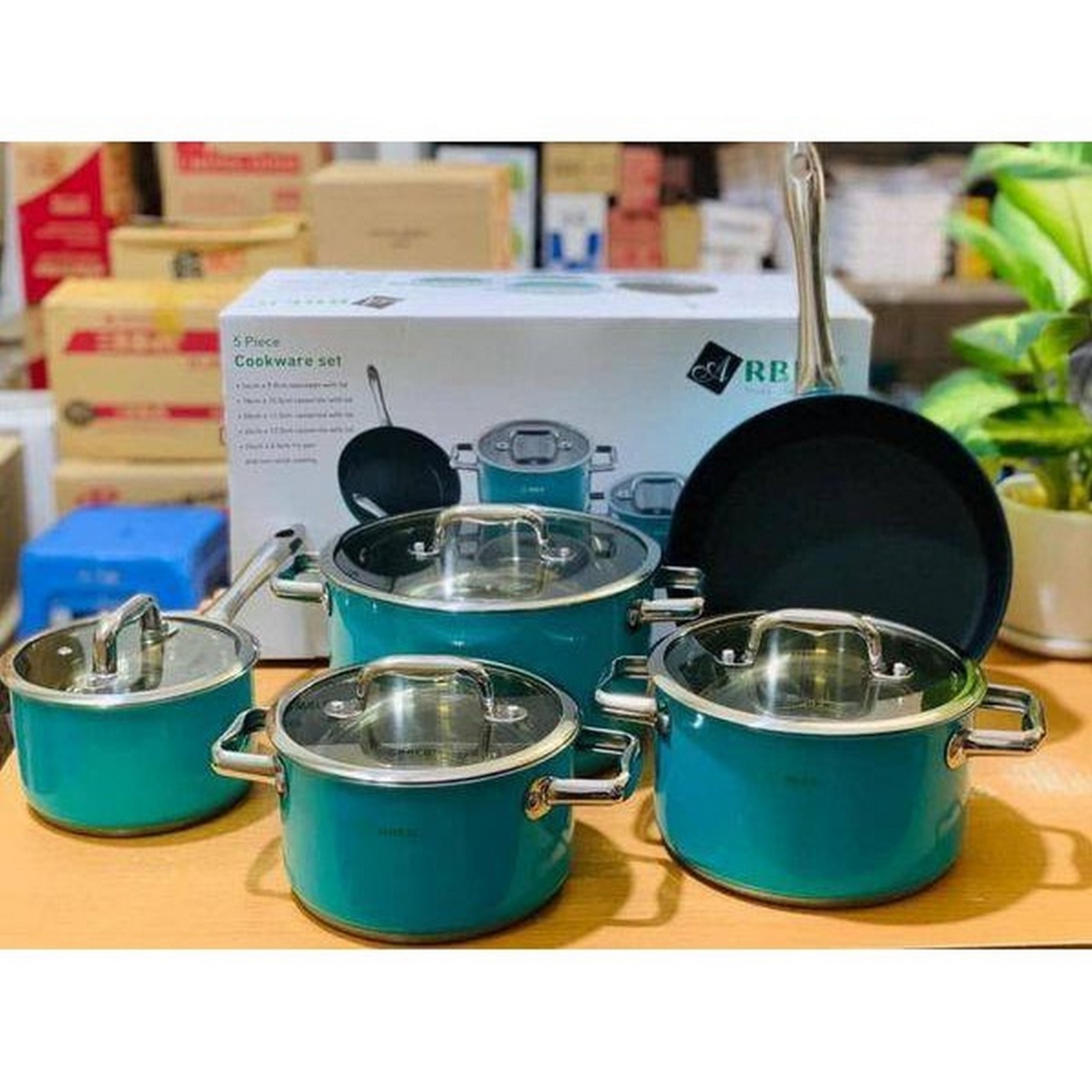 AN05SMDT Bộ nồi inox 5 món sơn màu