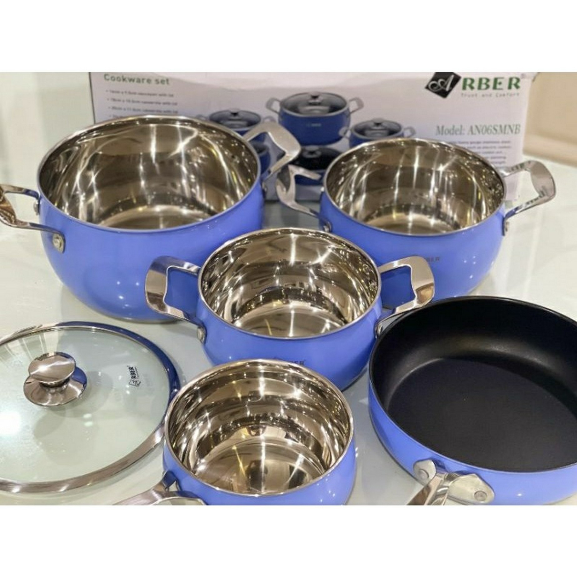 AN06SMNB Bộ nồi inox 5 món sơn màu