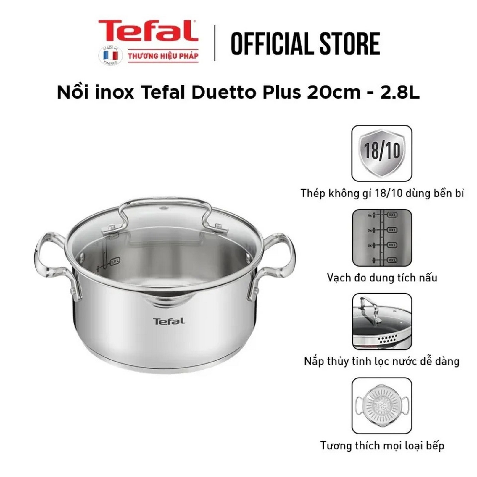 Nồi Tefal Duetto Plus 20cm, 2,8L