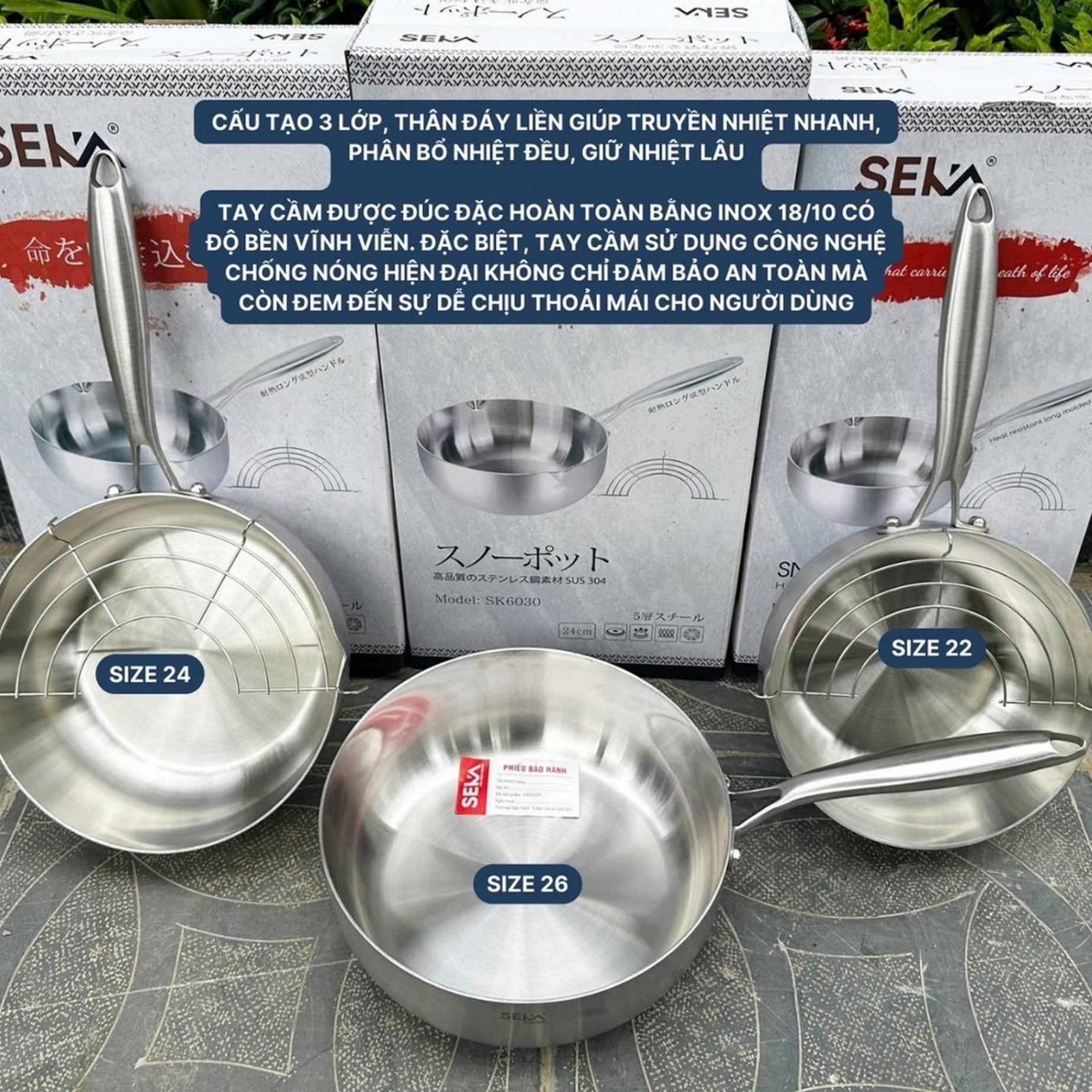 Chảo tuyết inox đúc nguyên khối SEKA size 26