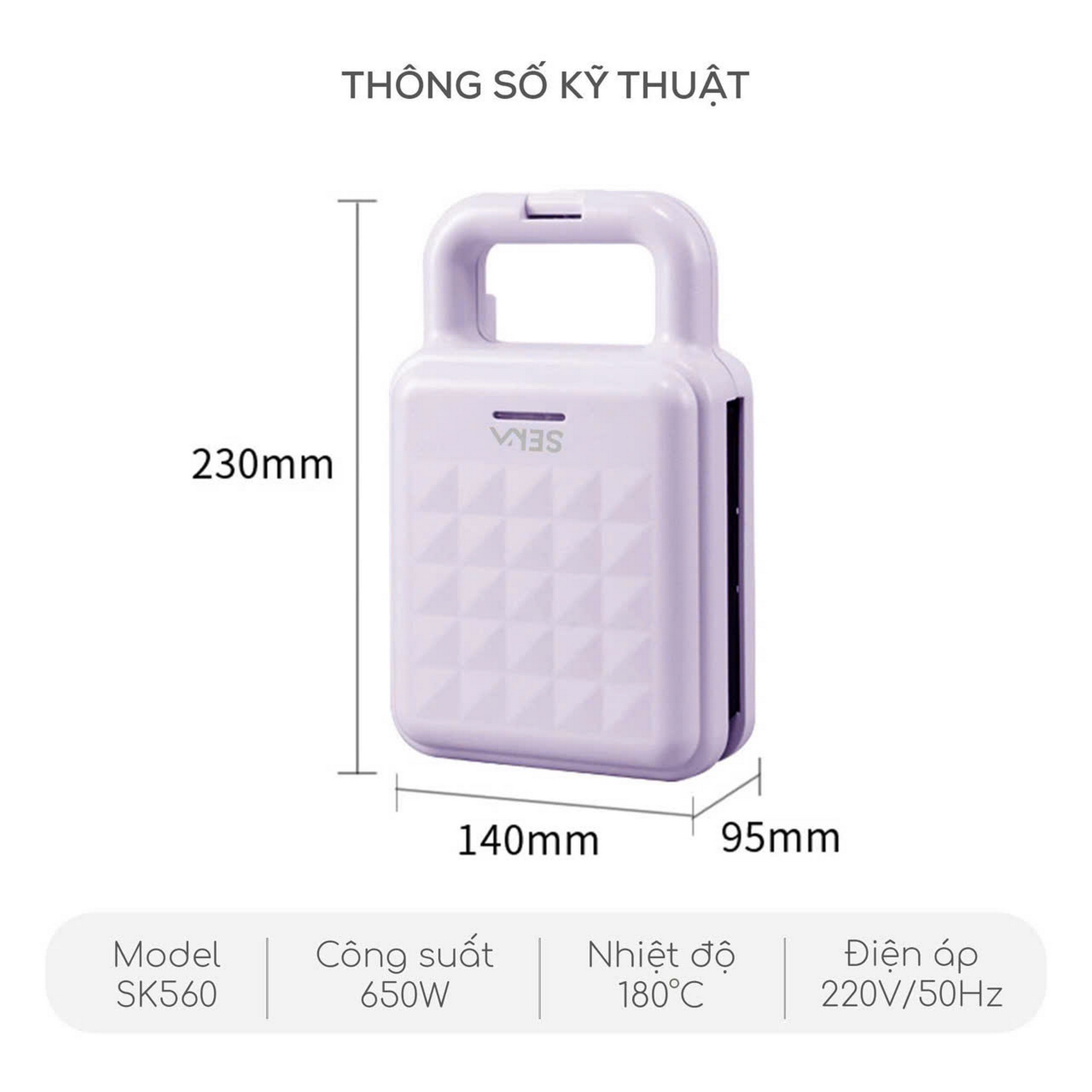 SK560 máy nướng bánh Seka mini (màu tím)