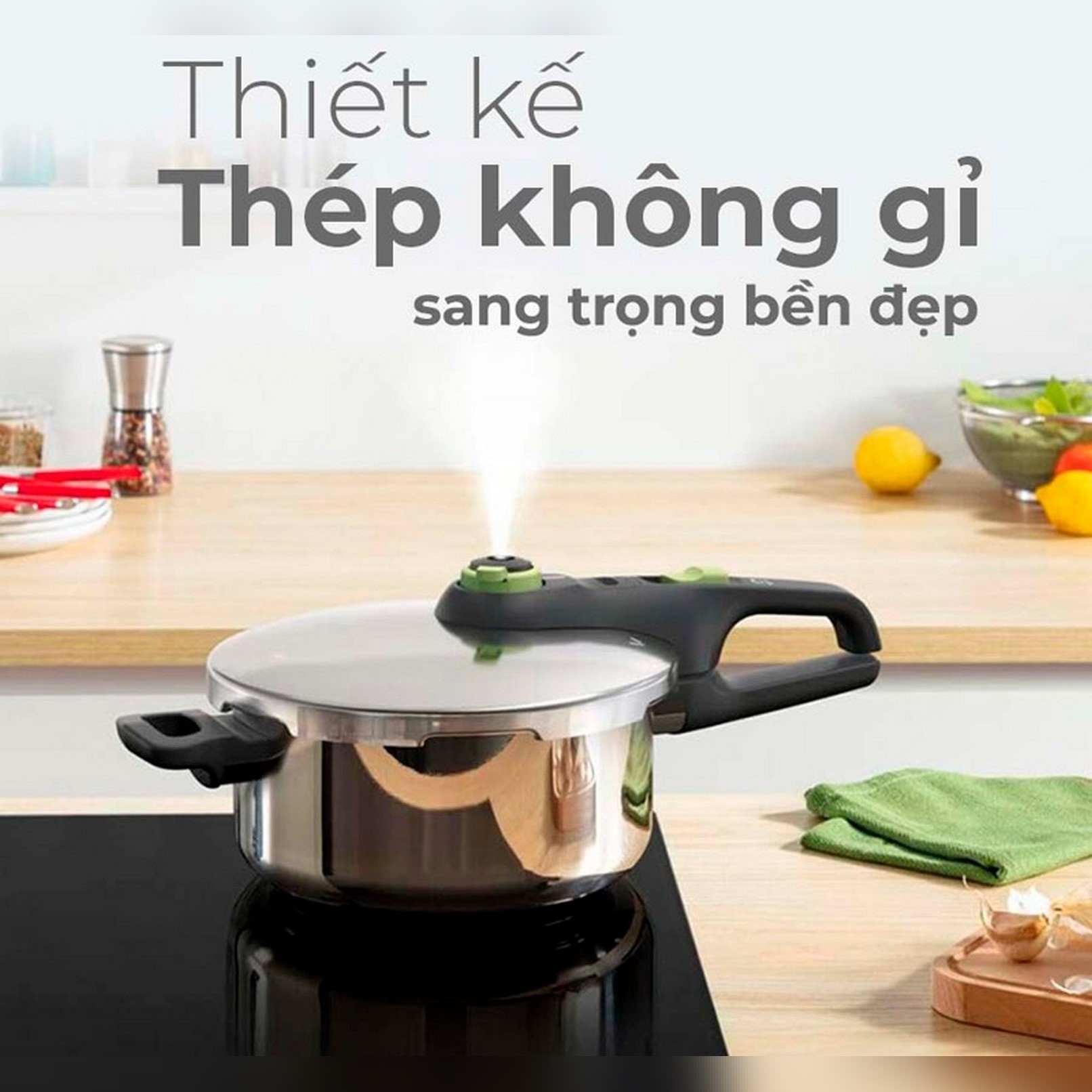 Nồi áp suất Inox cao cấp Tefal Secure Trendy, 4L