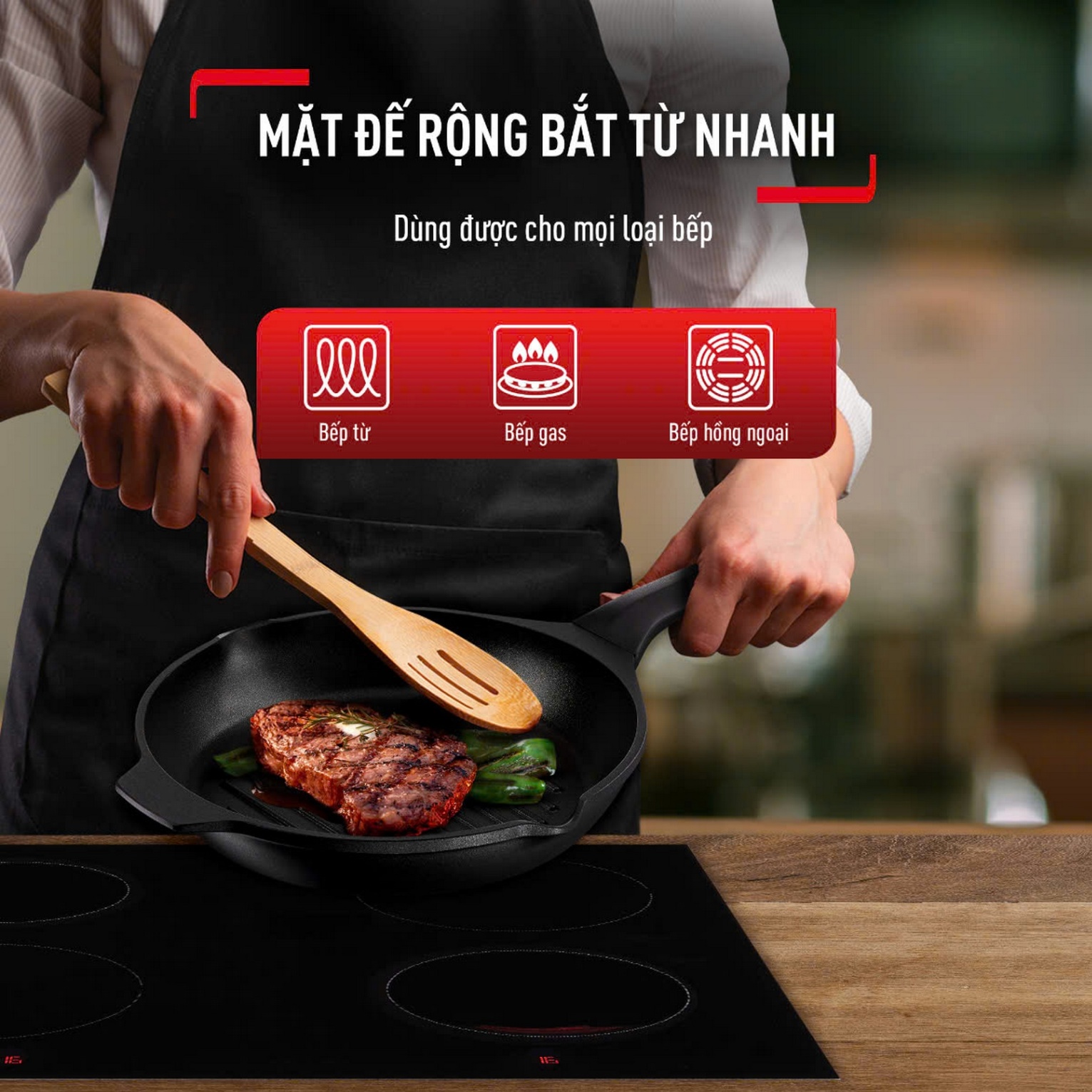 Chảo đúc cao cấp Tefal Robusto có miệng rót 20cm