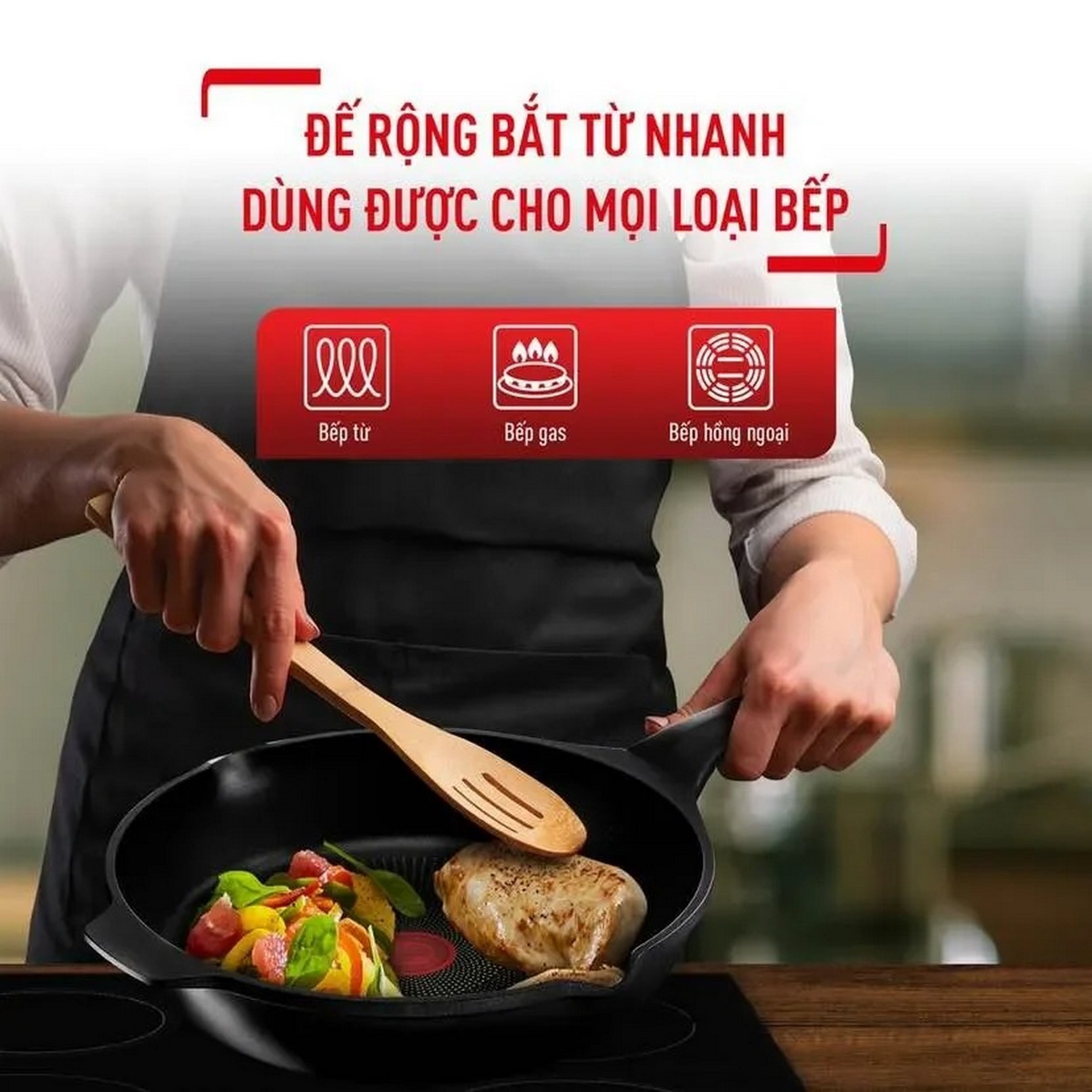 Chảo đúc cao cấp Tefal Robusto có miệng rót 22cm