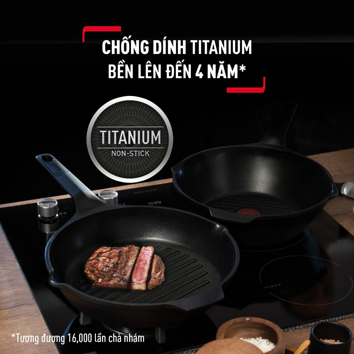 Chảo đúc cao cấp Tefal Robusto có miệng rót 20cm