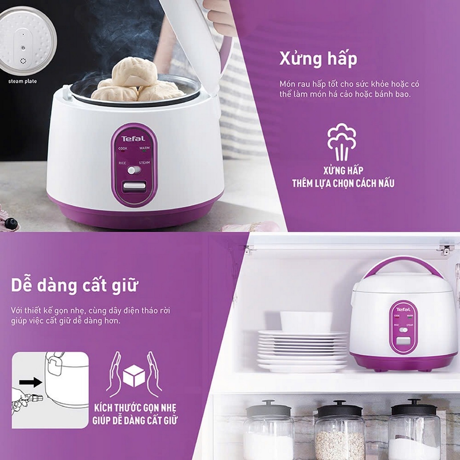 Nồi cơm điện cơ mini Tefal RK224168 - 0.7L