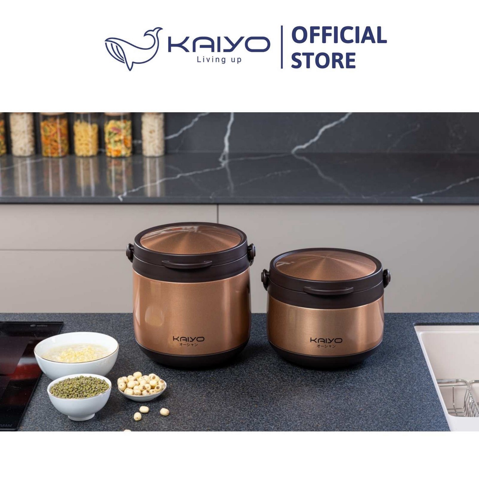 Nồi ủ chân không Kaiyo màu vàng, dung tích 3,0 lít