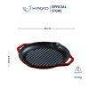Chảo gang nướng Oceno 26cm màu đỏ