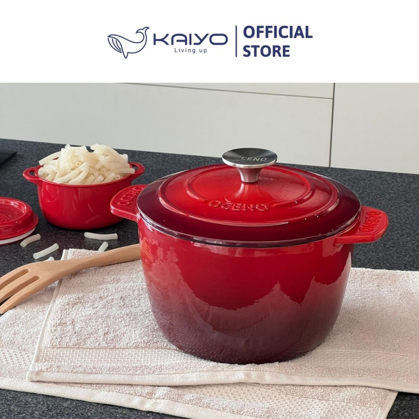 Nồi gang thành cao Oceno 20cm màu đỏ