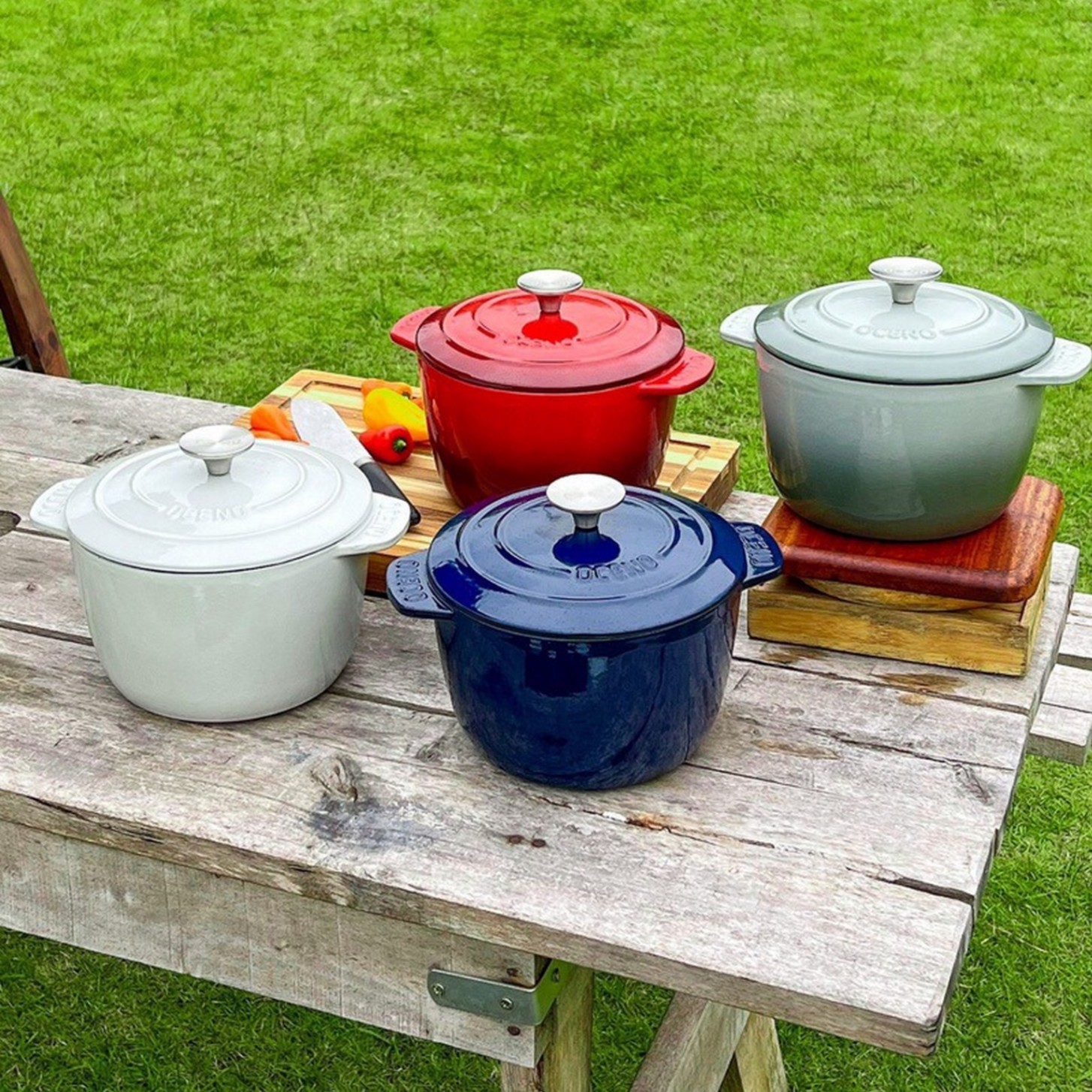 Nồi gang thành cao Oceno 20cm màu đỏ