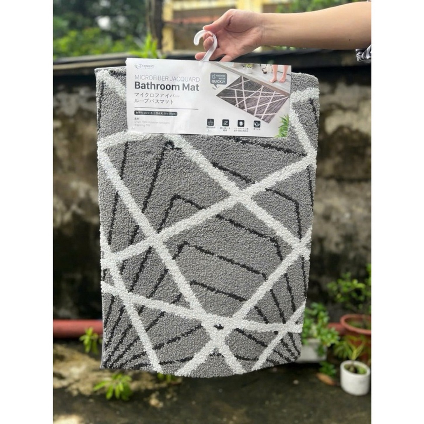 Thảm microfiber siêu thấm có chống trượt Kaiyo 50*70cm màu ghi