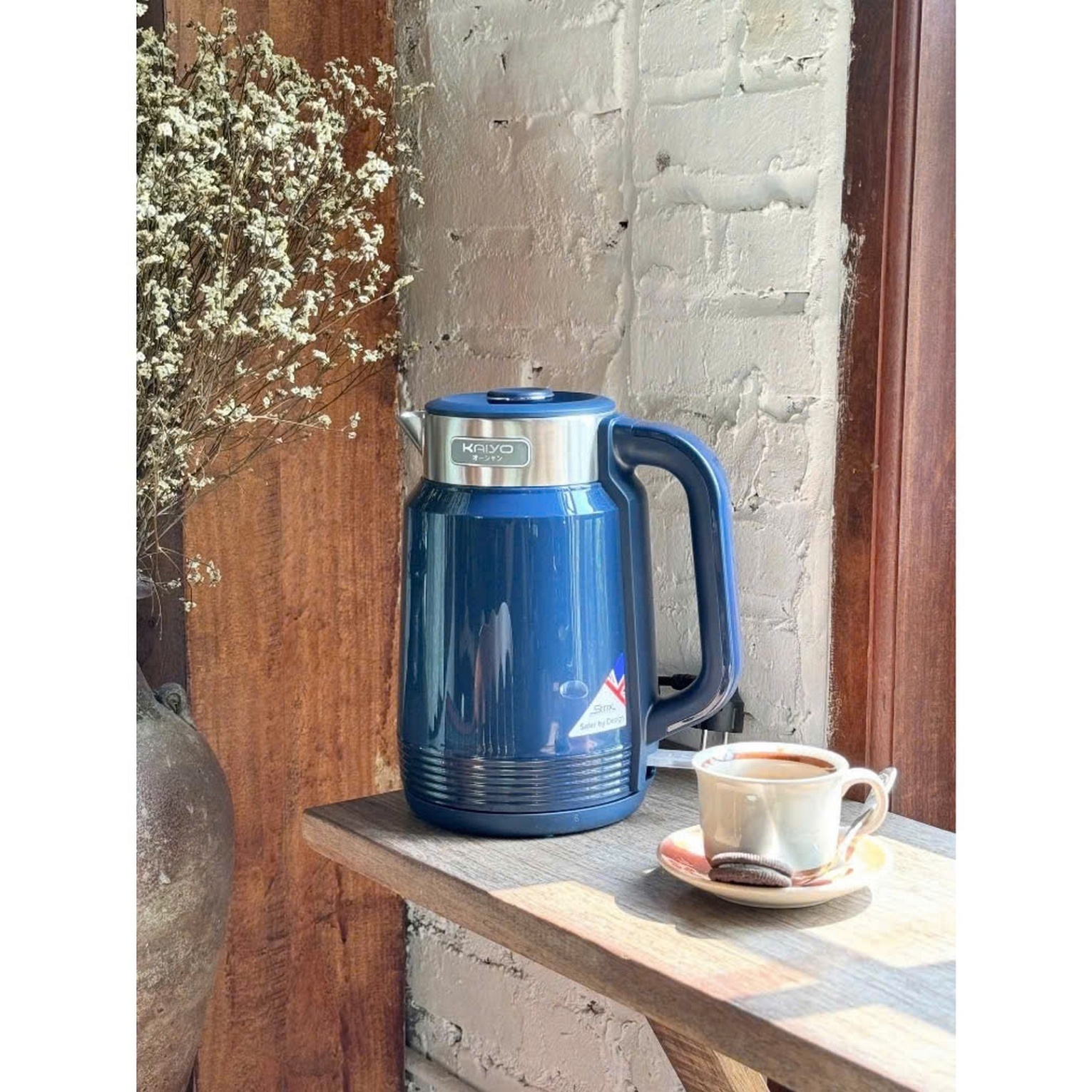Ấm siêu tốc 2 lớp cool touch 2L Kaiyo màu xanh navy