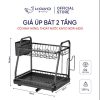 Giá úp bát 2 tầng có khay hứng, thoát nước Kaiyo, 38x29cm