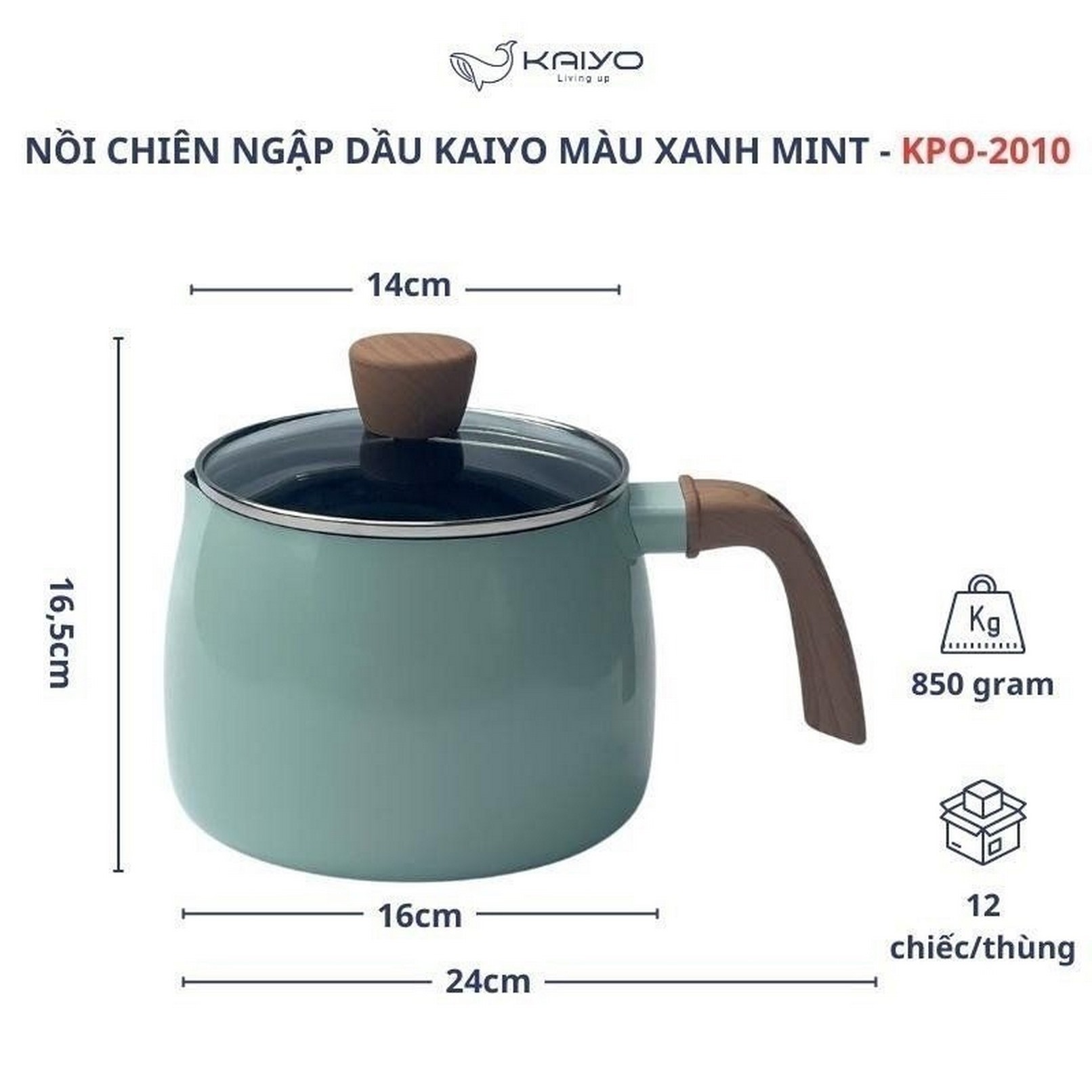 Nồi chiên ngập dầu Kaiyo màu xanh mint