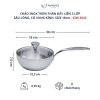 Chảo đúc Inox 3 lớp đáy liền sâu lòng Tri-ply có vung kính Kaiyo, 18cm