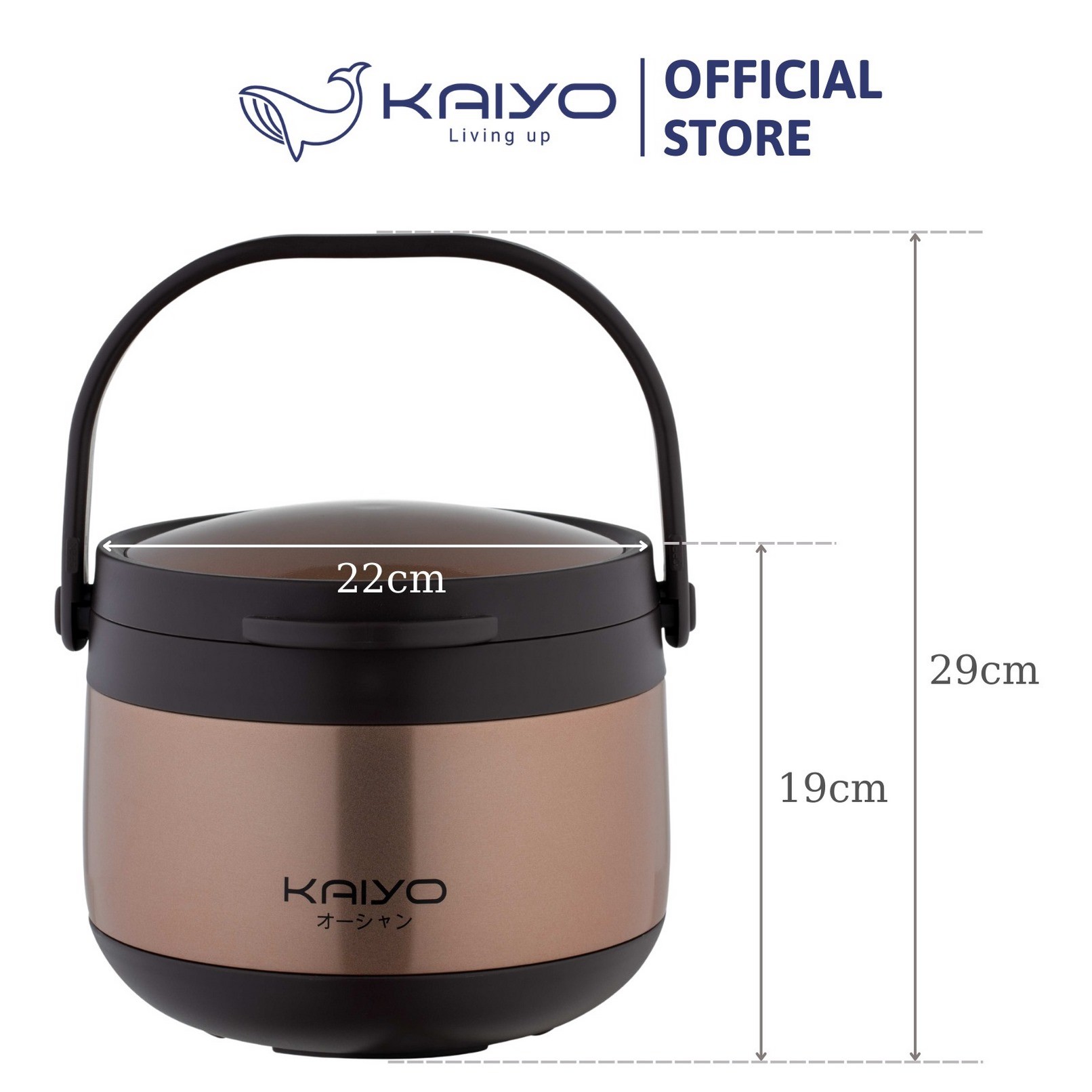 Nồi ủ chân không Kaiyo màu vàng, dung tích 3,0 lít