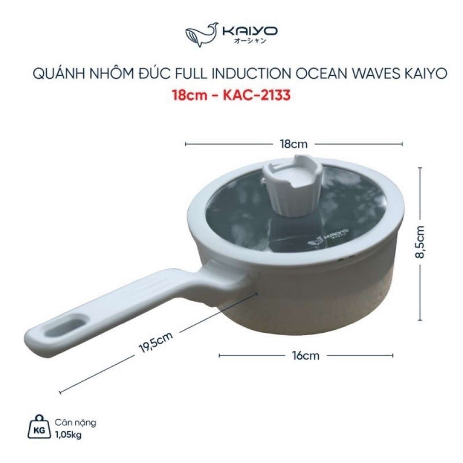 Quánh nhôm đức full induction Ocean Waves Kaiyo size 18cm