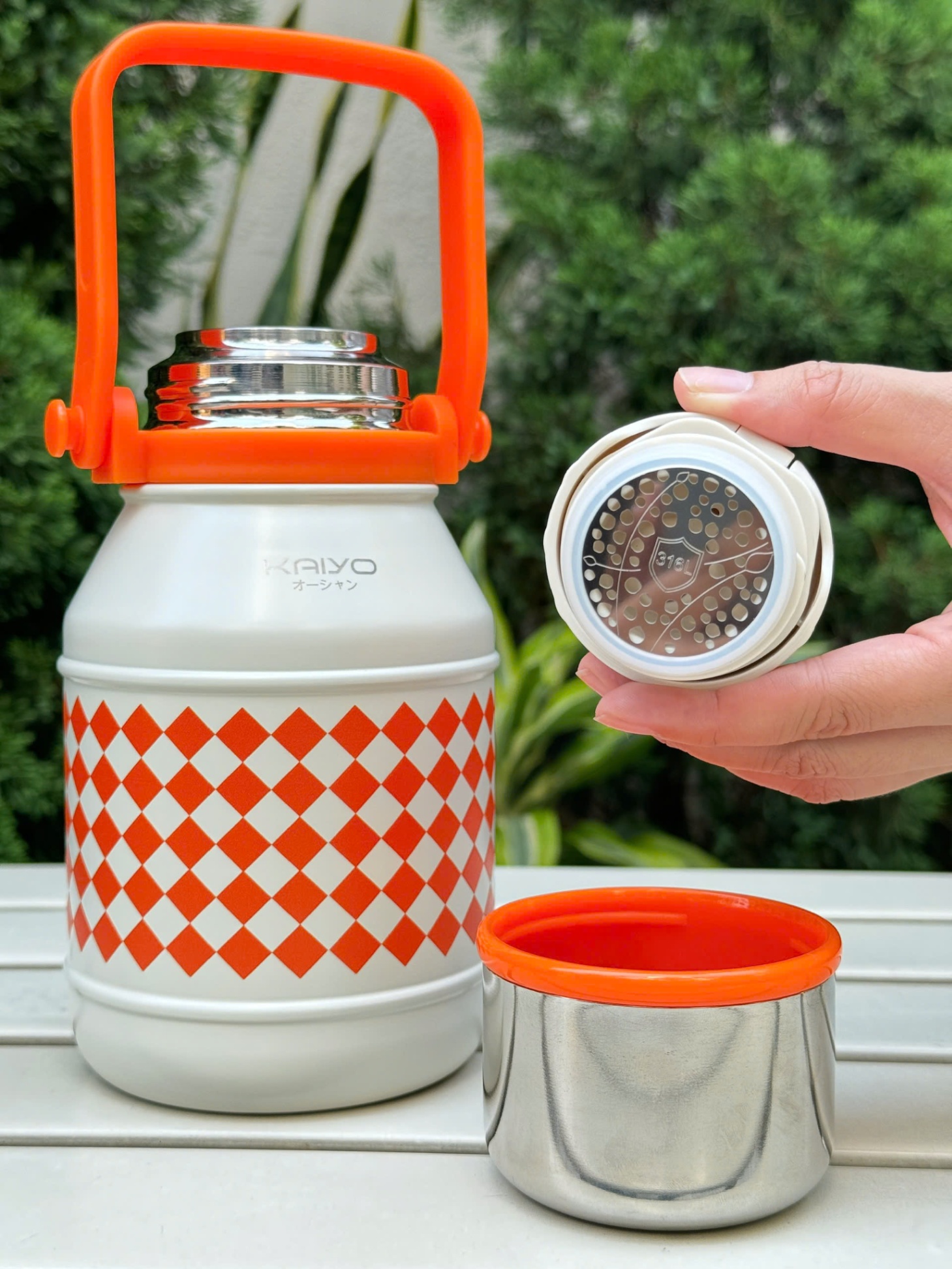 Bình giữ nhiệt Kaiyo 2 lớp inox dung tích 800ml, màu cam