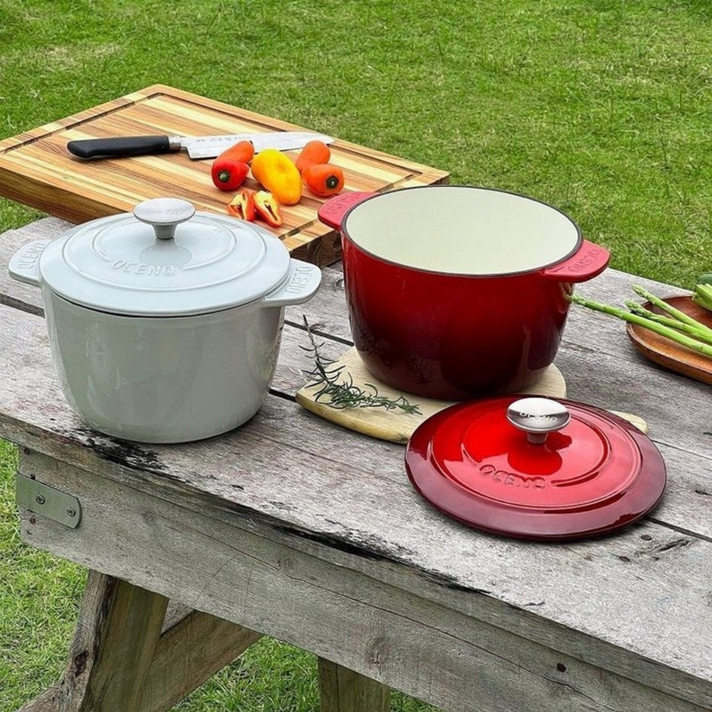 Nồi gang thành cao Oceno 20cm màu đỏ