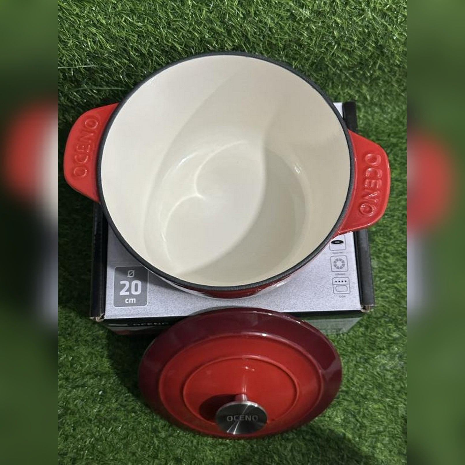 Nồi gang thành cao Oceno 20cm màu đỏ