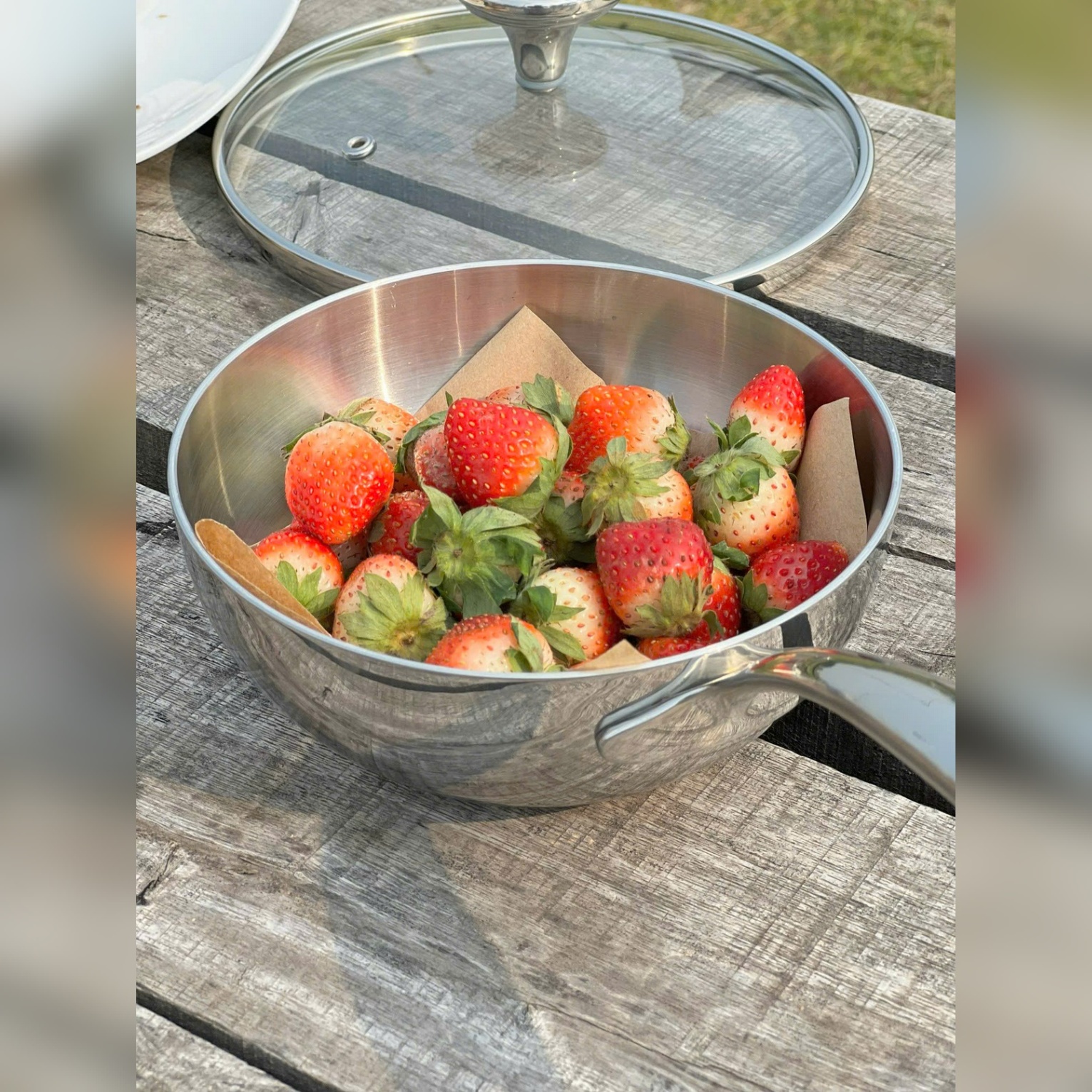 Chảo đúc Inox 3 lớp đáy liền sâu lòng Tri-ply có vung kính Kaiyo, 18cm