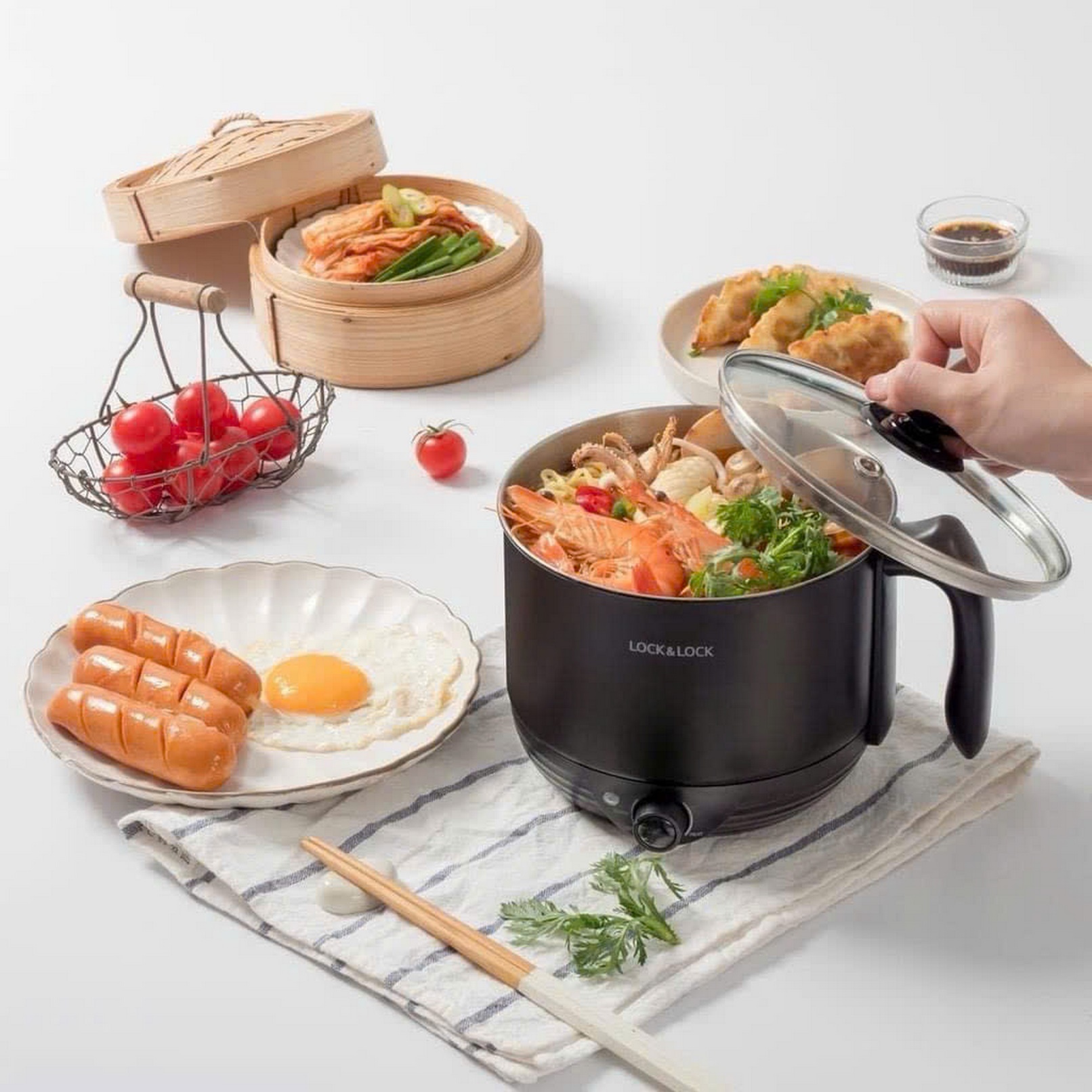 EJP316BLK - Nồi điện đa năng Lock&lock Multi Pot 1,2L, 220V, 50Hz,600W - Màu Đen