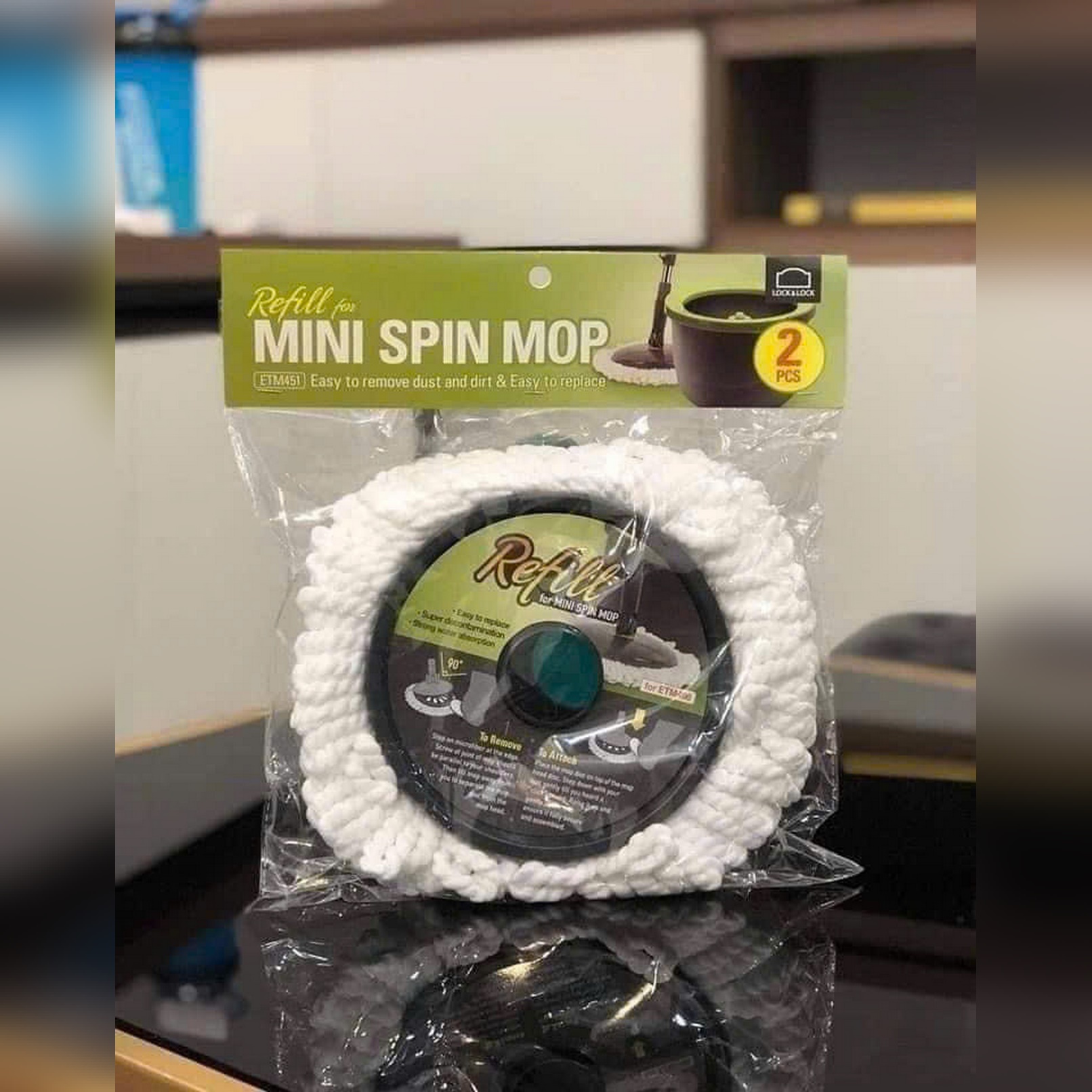 Cây lau nhà mini Spin Mop Lock&Lock ETM498MIT - Xanh Mint