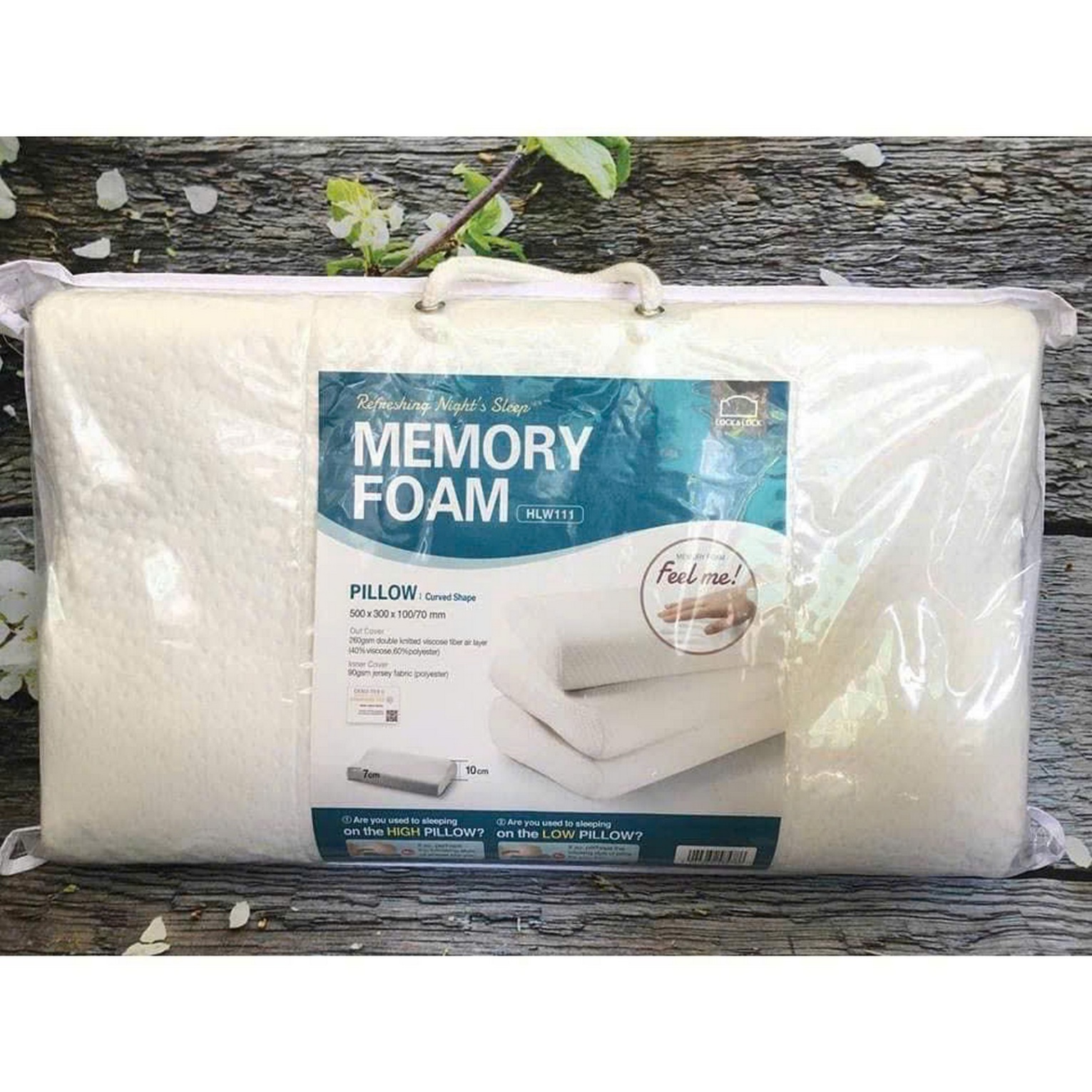 HLW111 - Gối Memory foam 50D hình cong, kích thước 500*300*100mm, trọng lượng 550g