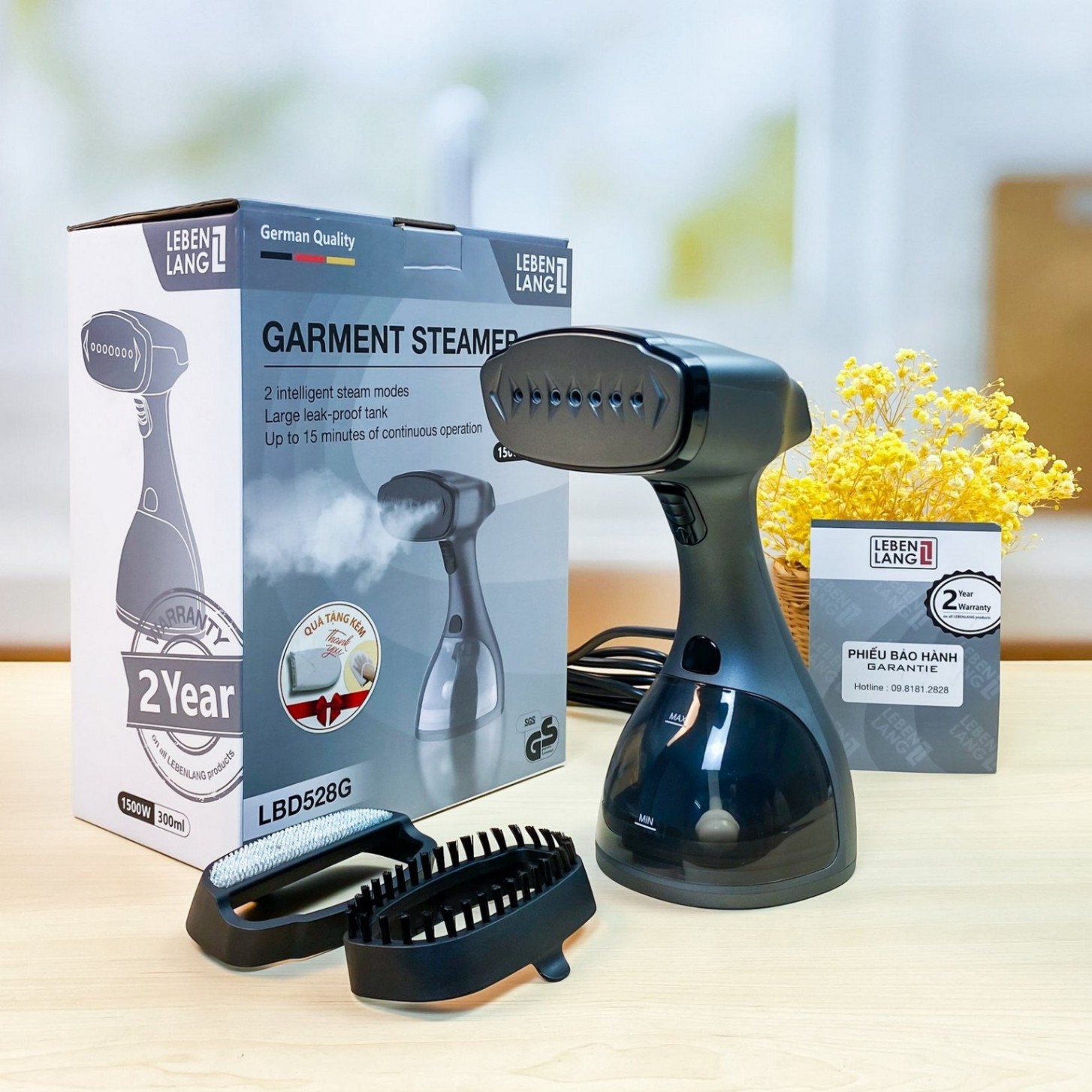 Bàn là hơi nước LEBENLANG 5 mầu (vàng, tím, xanh dương, xanh lá, hồng, đen 528)