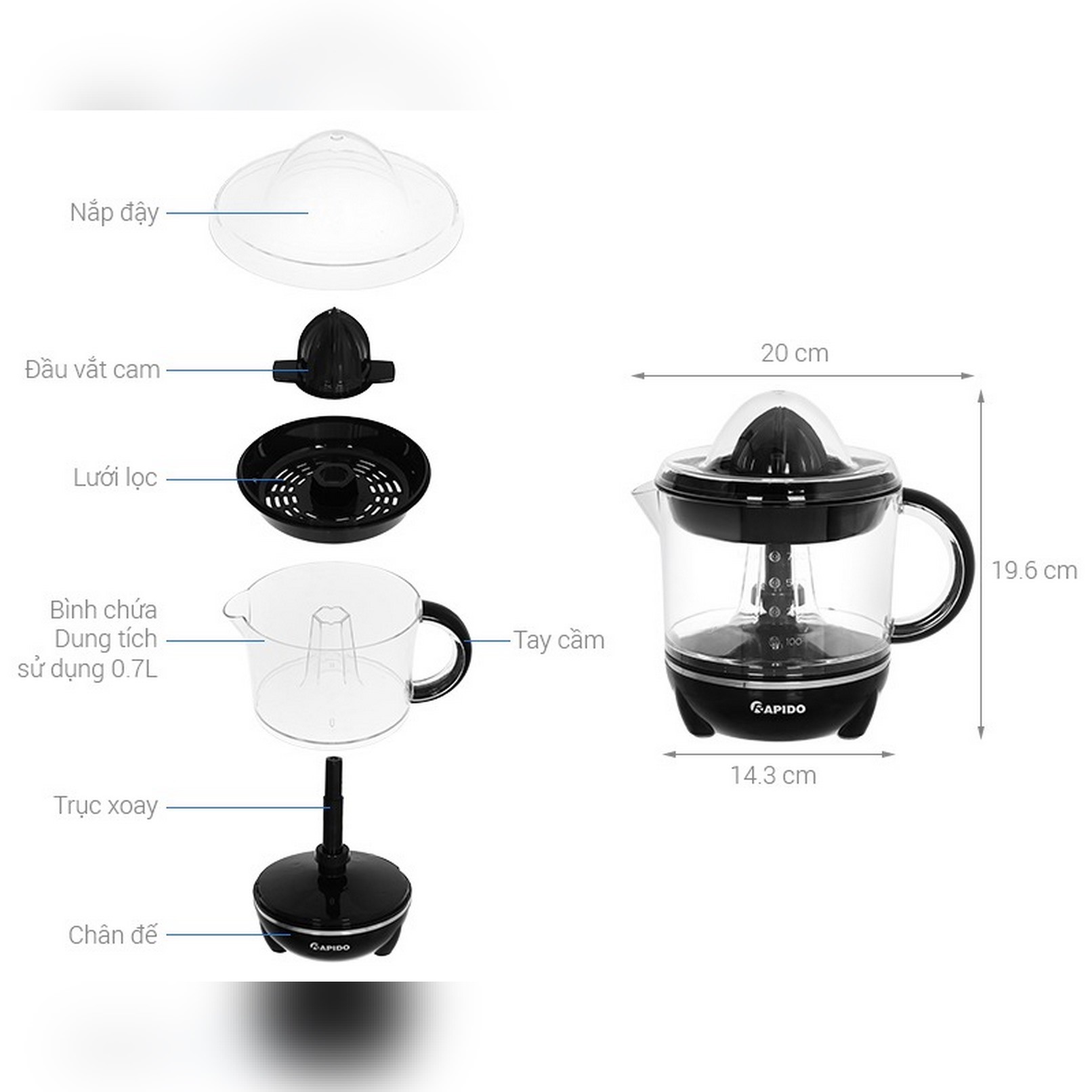 Máy vắt cam Rapido ROJ-40