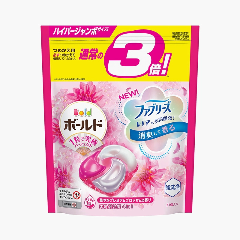Viên giặt xả khử mùi chống nhăn 4D Gel Ball Bold P&G 33 viên - Hàng Nhật nội địa