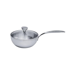 Chảo đúc Inox 3 lớp đáy liền sâu lòng Tri-ply có vung kính Kaiyo, 24cm