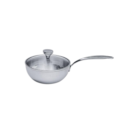 Chảo đúc Inox 3 lớp đáy liền sâu lòng Tri-ply có vung kính Kaiyo, 20cm