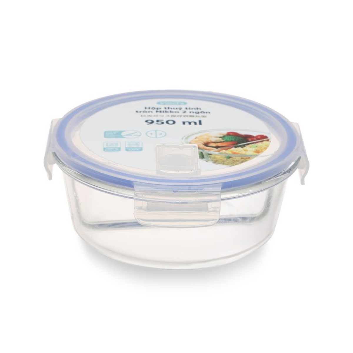 Hộp thuỷ tinh tròn Nikko 950 ml ( 2 ngăn )