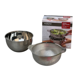 Bộ tô trộn và rổ inox Kaiyo size 20cm
