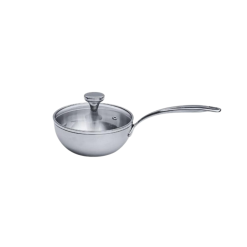 Chảo đúc Inox 3 lớp đáy liền sâu lòng Tri-ply có vung kính Kaiyo, 16cm