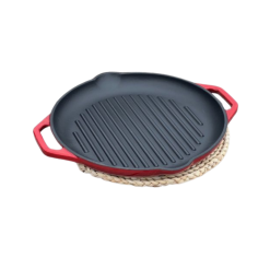 Chảo gang nướng Oceno 26cm màu đỏ